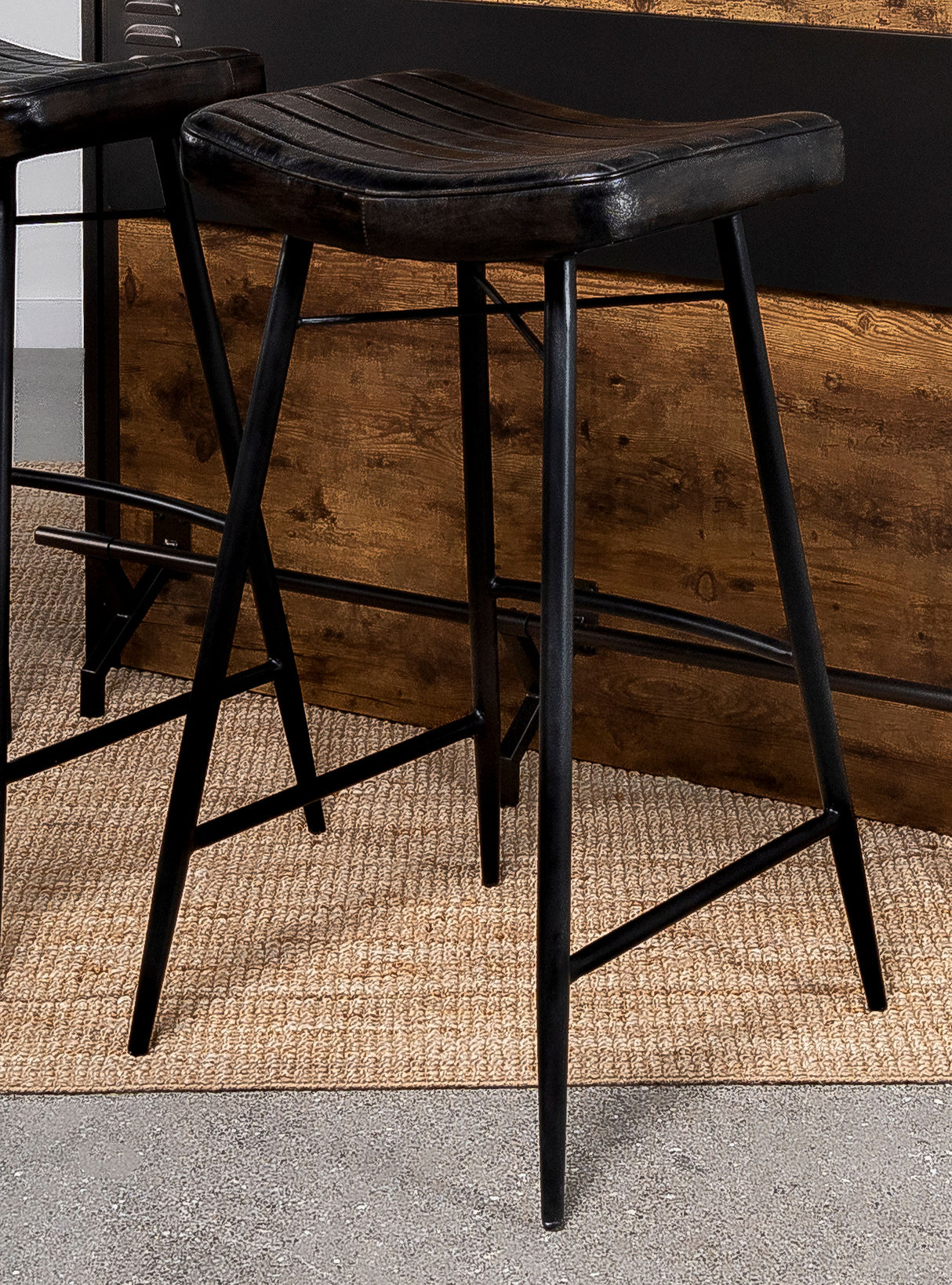 Bayu Leather Upholstered Bar Stool, Antique Espresso (Set of 2)
