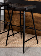 Bayu Leather Upholstered Bar Stool, Antique Espresso (Set of 2)