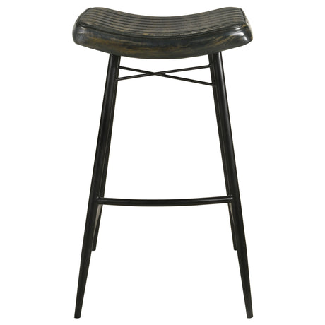 Bayu Leather Upholstered Bar Stool, Antique Espresso (Set of 2)