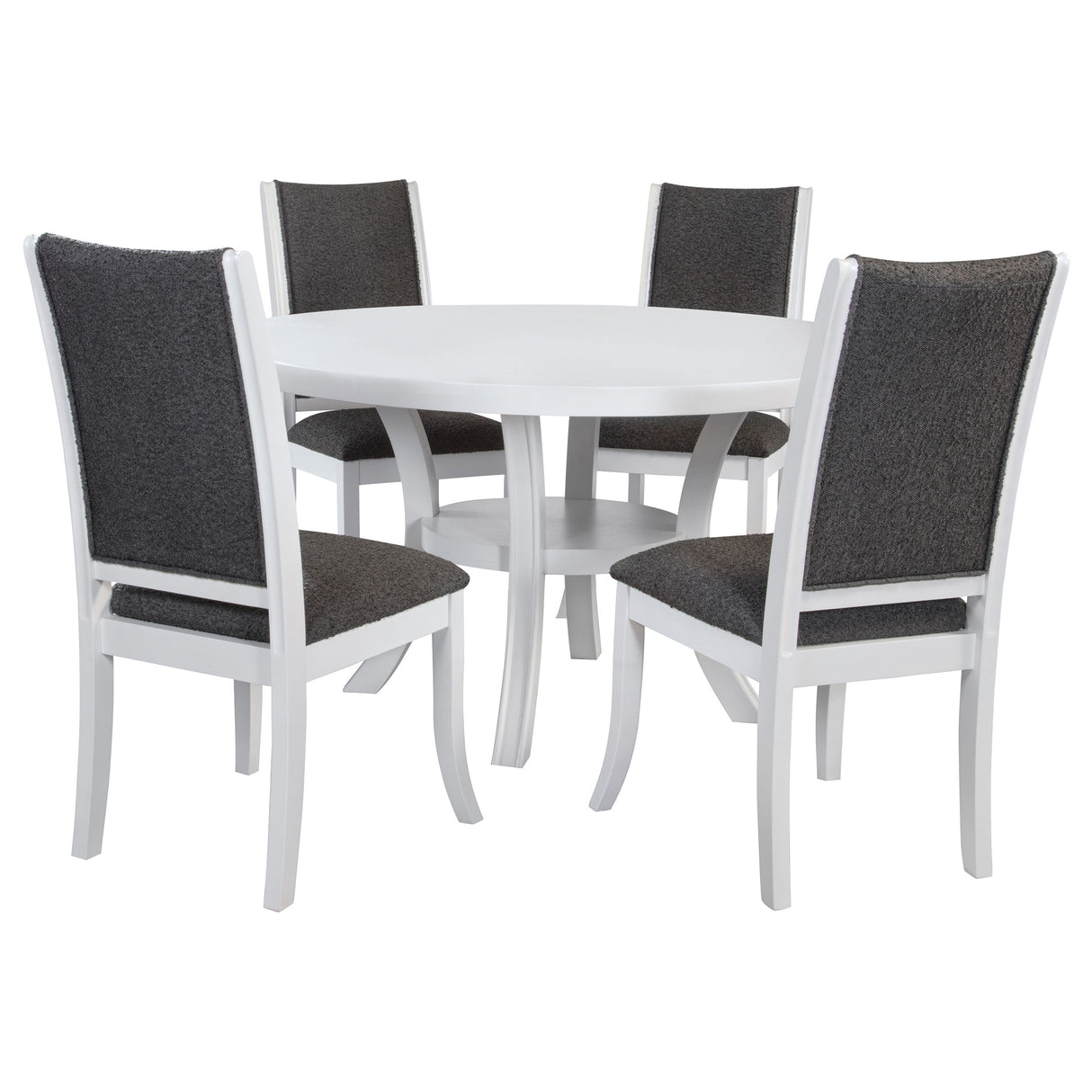 Judd 5-Piece 54-Inch Round Dining Table Set Pearl White