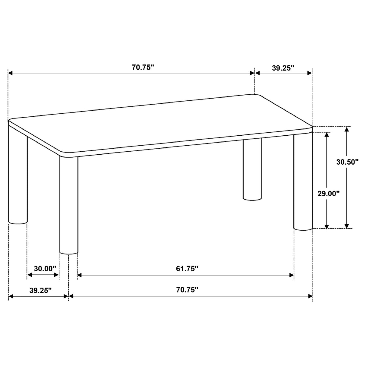 Castlewood 71-Inch Rectangular Dining Table in Brown Oak