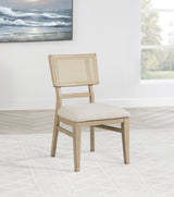 Kailani Rattan Cane Dining Side Chair, Beige Oak (Set of 2)