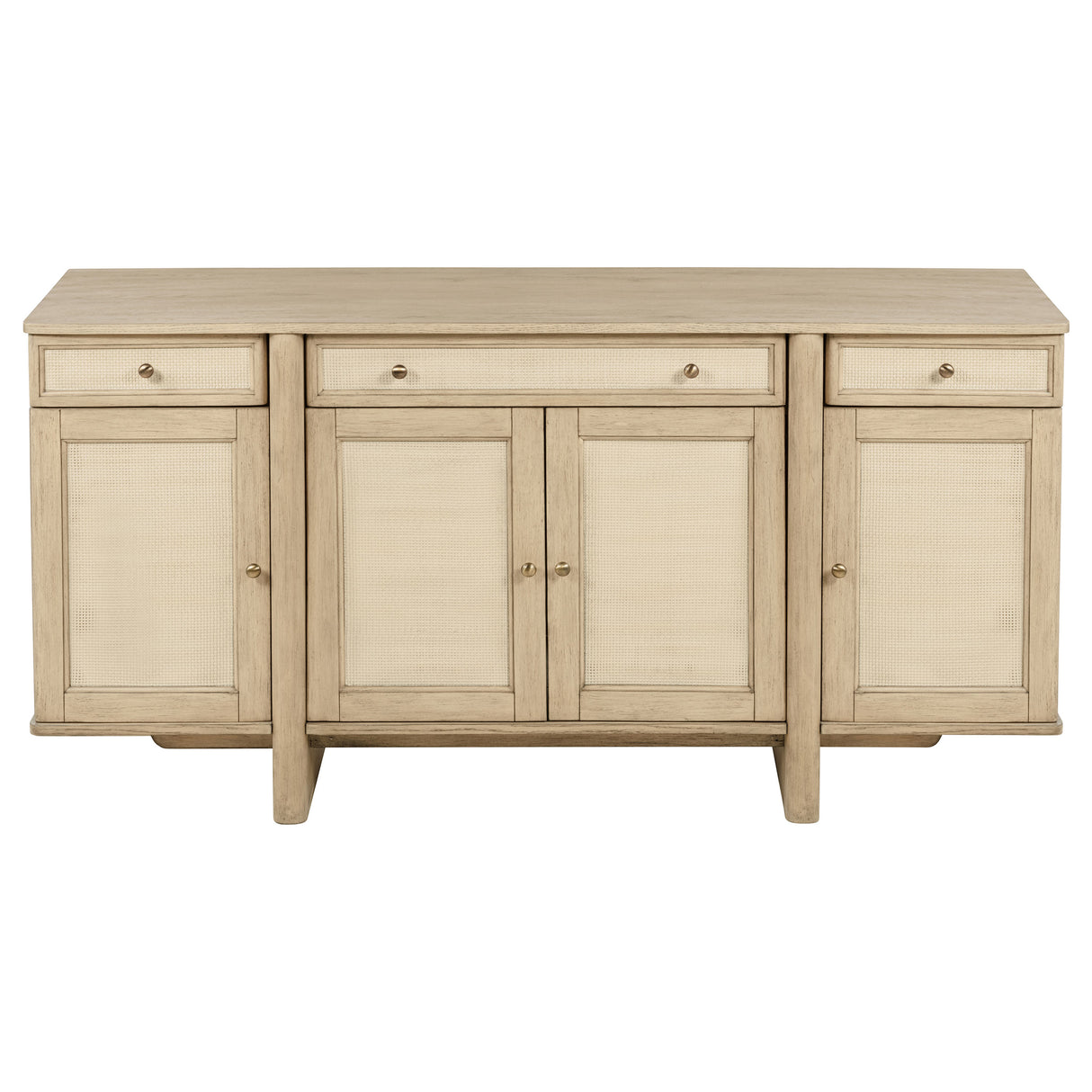 Kailani 4-Door Cane Sideboard Buffet Cabinet in Beige Oak