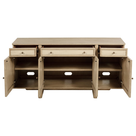 Kailani 4-Door Cane Sideboard Buffet Cabinet in Beige Oak