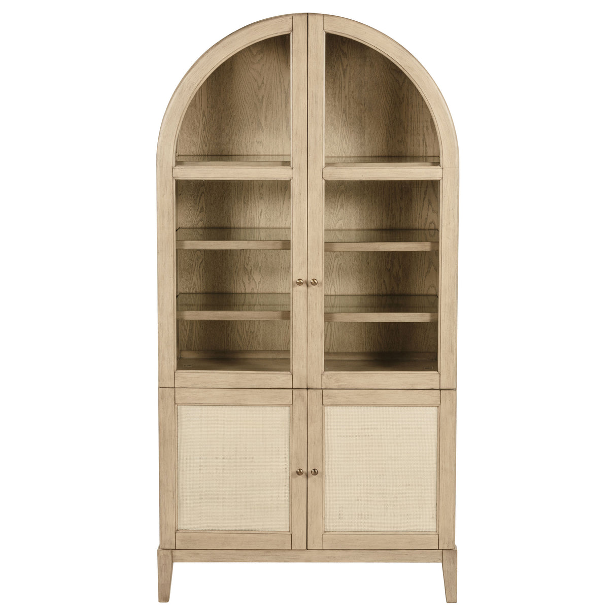 Kailani 4-Door Cane Dining Vitrine Cabinet - Beige Oak