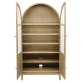 Kailani 4-Door Cane Dining Vitrine Cabinet - Beige Oak