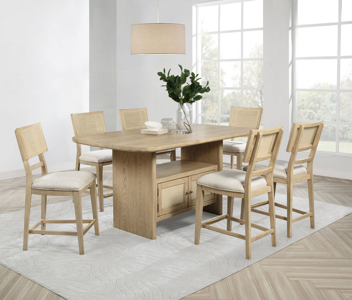 Kailani 7-Piece Counter Height Dining Set - Beige Oak