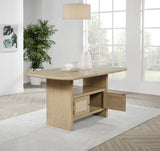 Kailani Cane Counter Height Storage Dining Table - Beige Oak