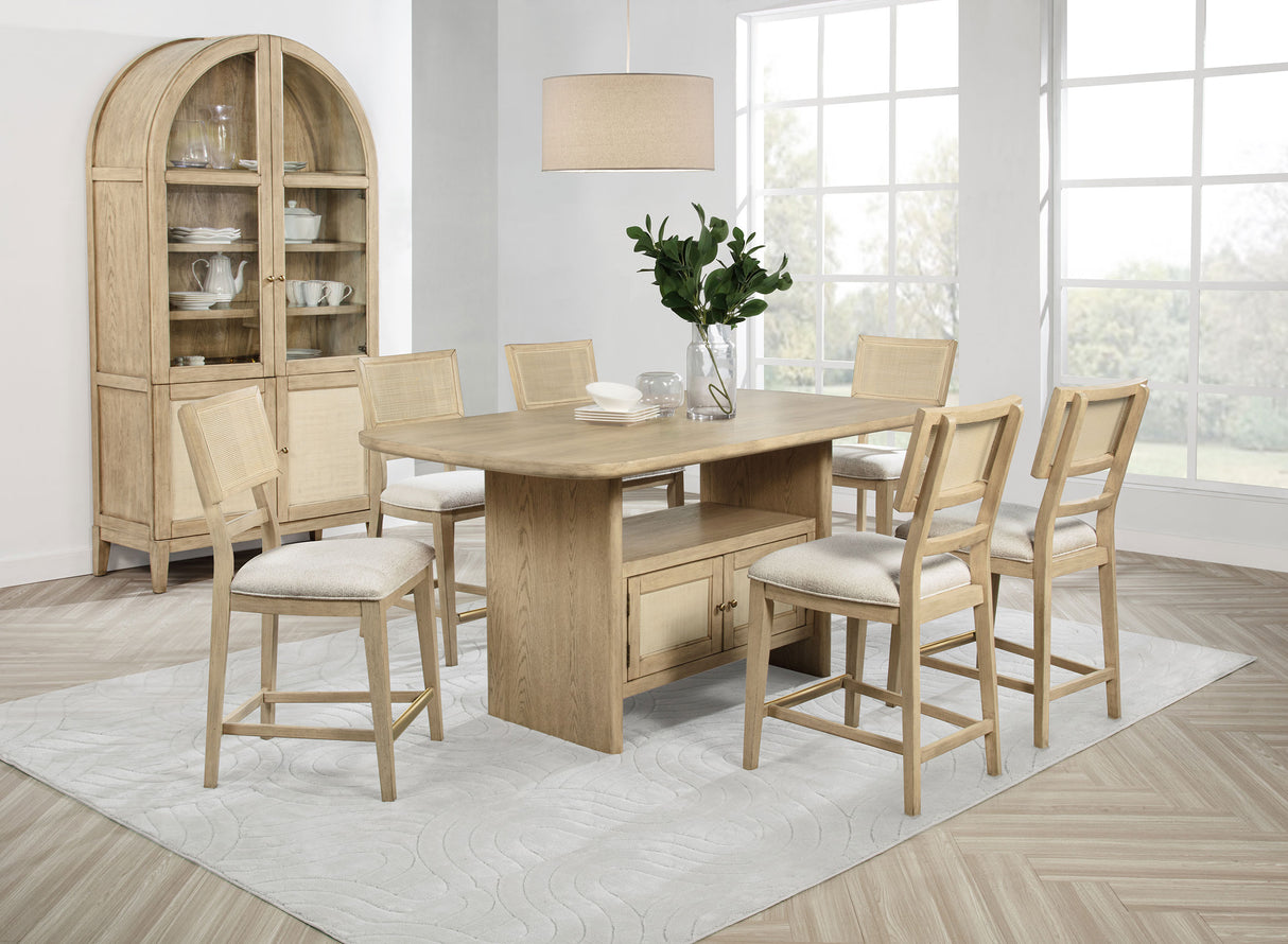 Kailani Cane Counter Height Storage Dining Table - Beige Oak