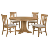 Hartville 5-Piece Round Dining Table Set Natural Light Brown