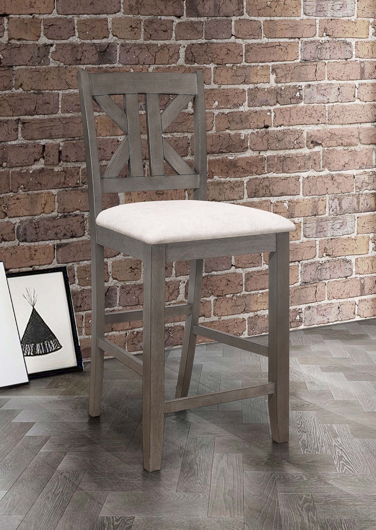 Athens Wood Counter Chair with Cushion - Barn Grey (Set of 2)