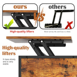 Lift Top Coffee Table With Storage, Adjustable Height Living Room - Black / Brown