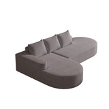Modern Curved Sofa, L-Shaped Modular Sectional Set With 3 Pillows