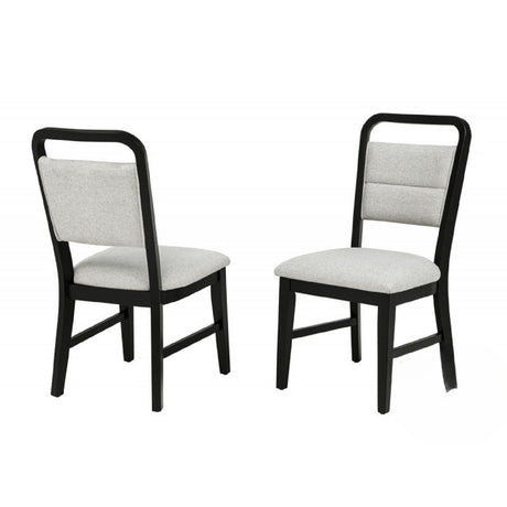 Dining Set With Round Table And 4 Upholstered Chairs - Black / Gray
