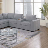 Modern Style L-Shape Sectional Set, USB Ports, Cup Holder