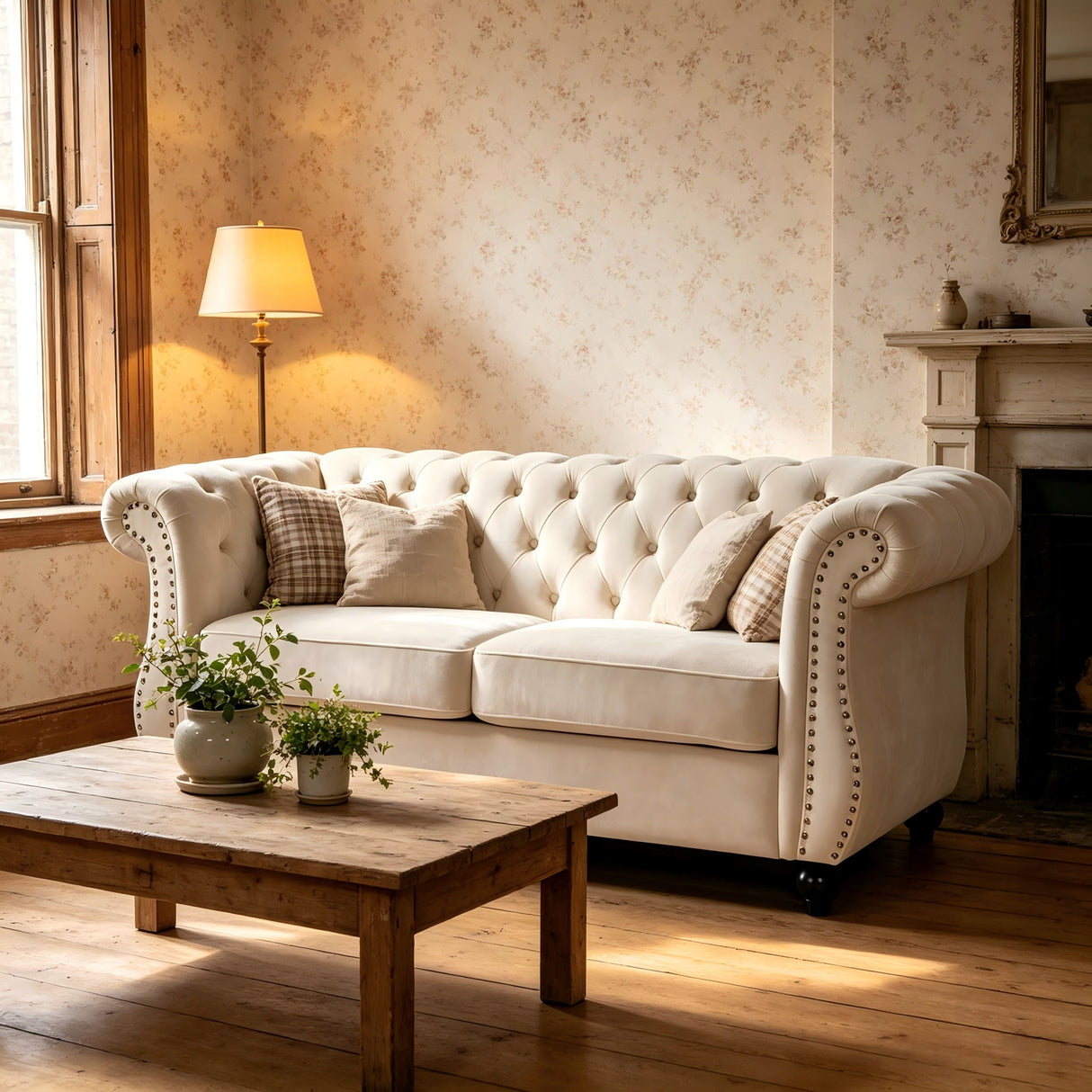 Chesterfield Button Tufted Loveseat With Rolled Arms