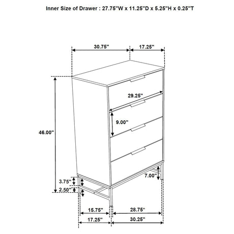 Taraval - 4 Drawer Chest - White
