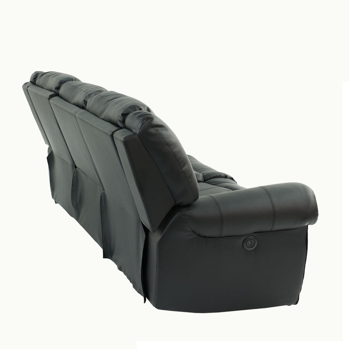 Plush Relax 1 Piece Power Reclining Sofa With Padded Armrests, 3 Seat Living Room Furniture - Black