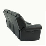 Plush Relax 1 Piece Power Reclining Sofa With Padded Armrests, 3 Seat Living Room Furniture - Black
