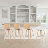 Vienna - Modern Swivel Bar Height Stool - Patterned Oak Wood Frame