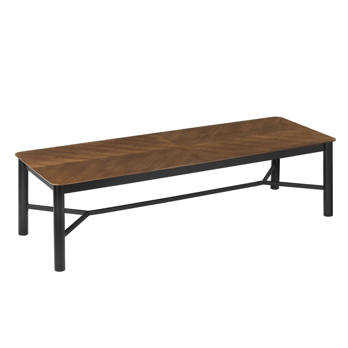 110 Inch Walnut Chevron Wood Dining Table for 10 – Alpine Outlets