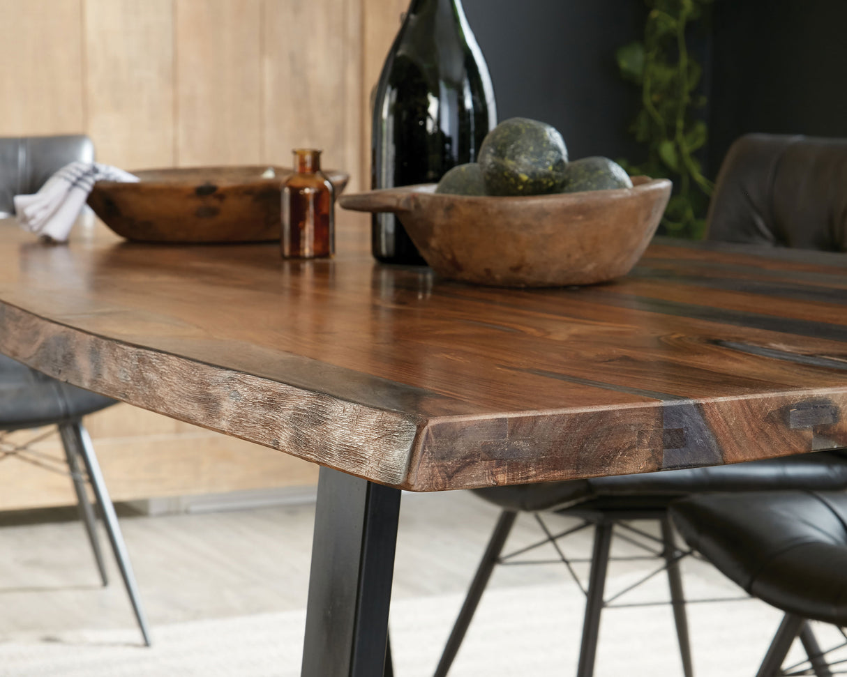 Ditman 80-Inch Live Edge Dining Table Grey Sheesham