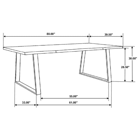 Ditman 80-Inch Live Edge Dining Table, Grey Sheesham