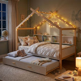 House Bed With Bookshelf Storage