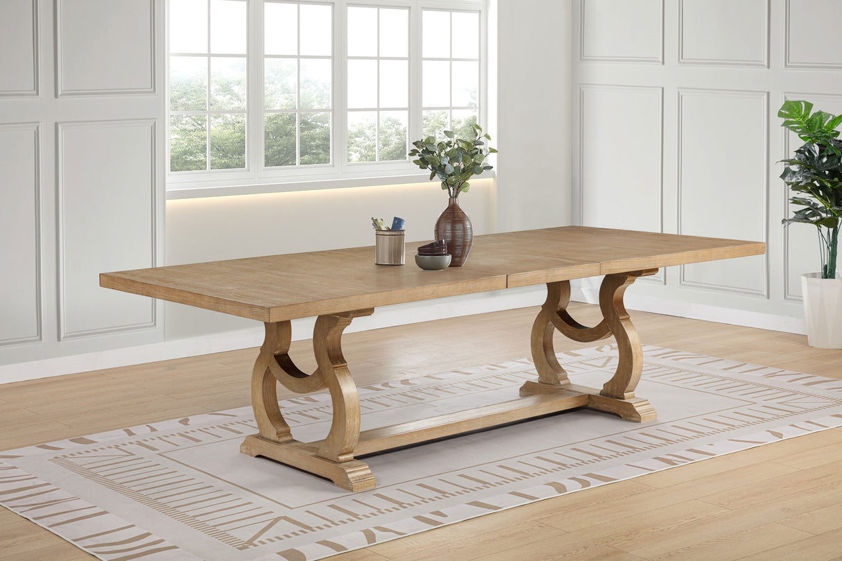 Brockway 104-Inch Extension Leaf Dining Table, Barley Brown