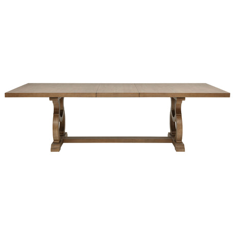 Brockway 104-Inch Extension Leaf Dining Table, Barley Brown