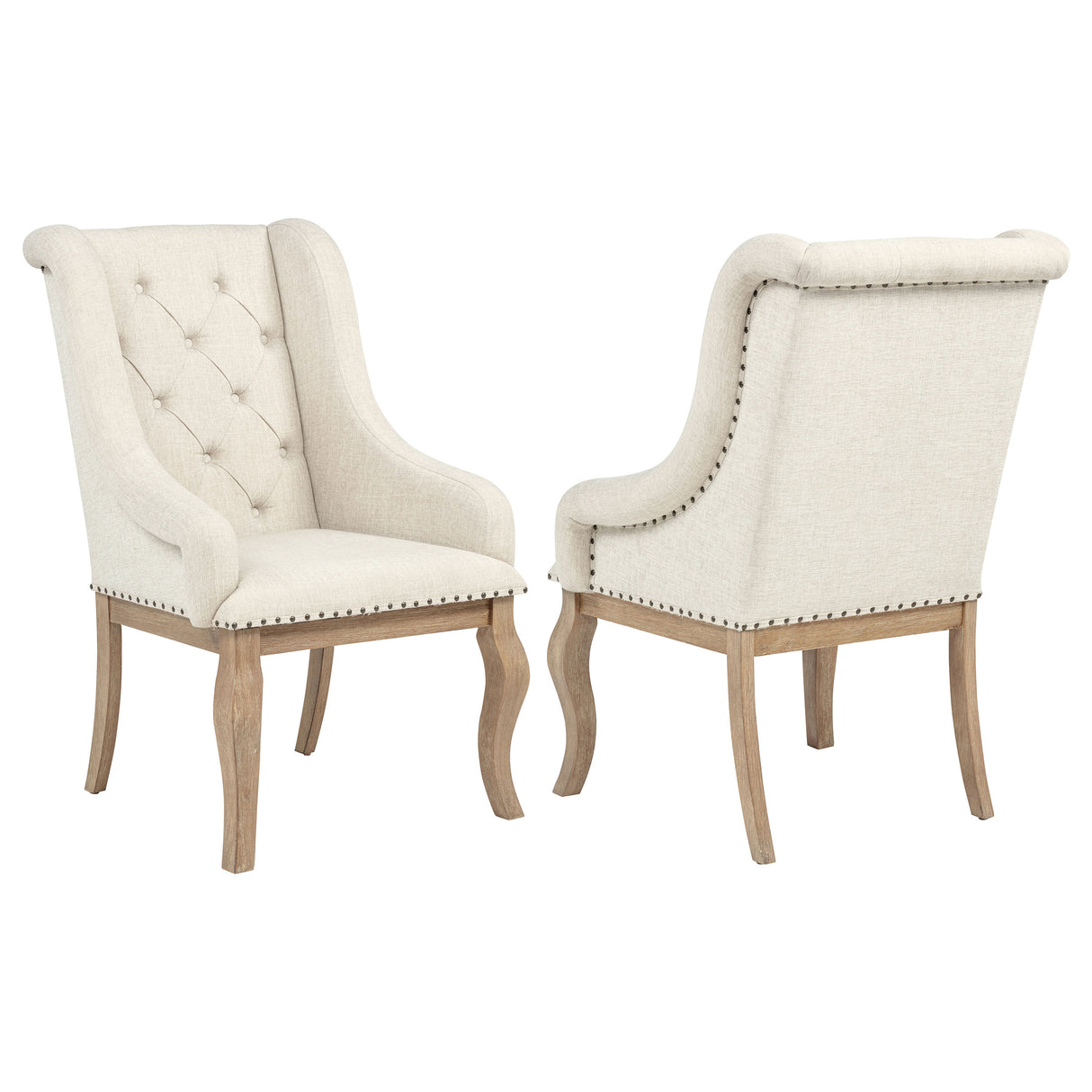 Brockway Upholstered Arm Chair Barley Brown, Set of 2