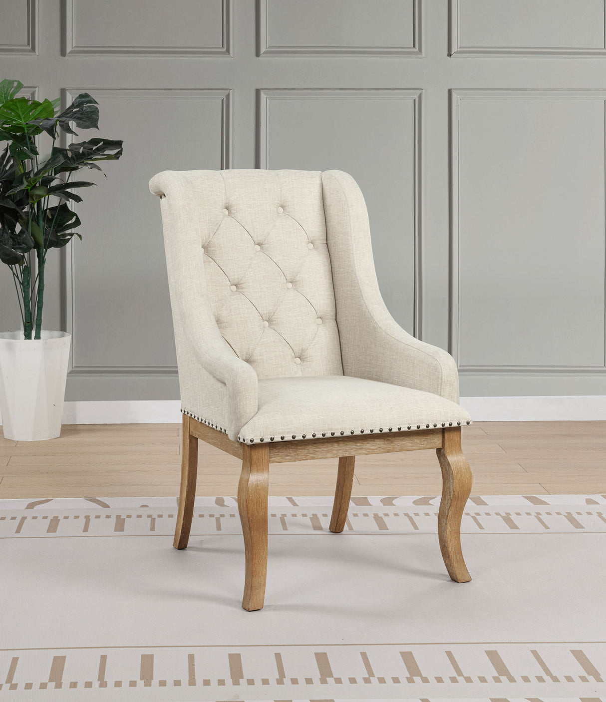 Brockway Upholstered Arm Chair Barley Brown, Set of 2