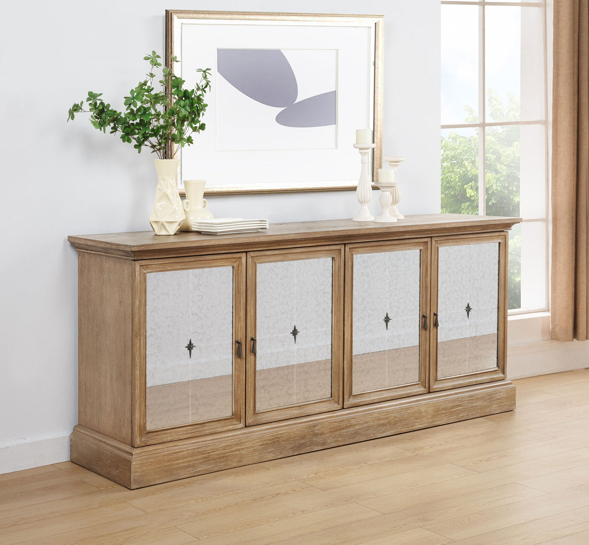 Brockway 4-Door Dining Sideboard Buffet Cabinet, Barley Brown