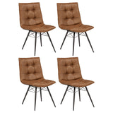 Aiken Faux Leather Dining Side Chair, Saddle Brown - Set of 4