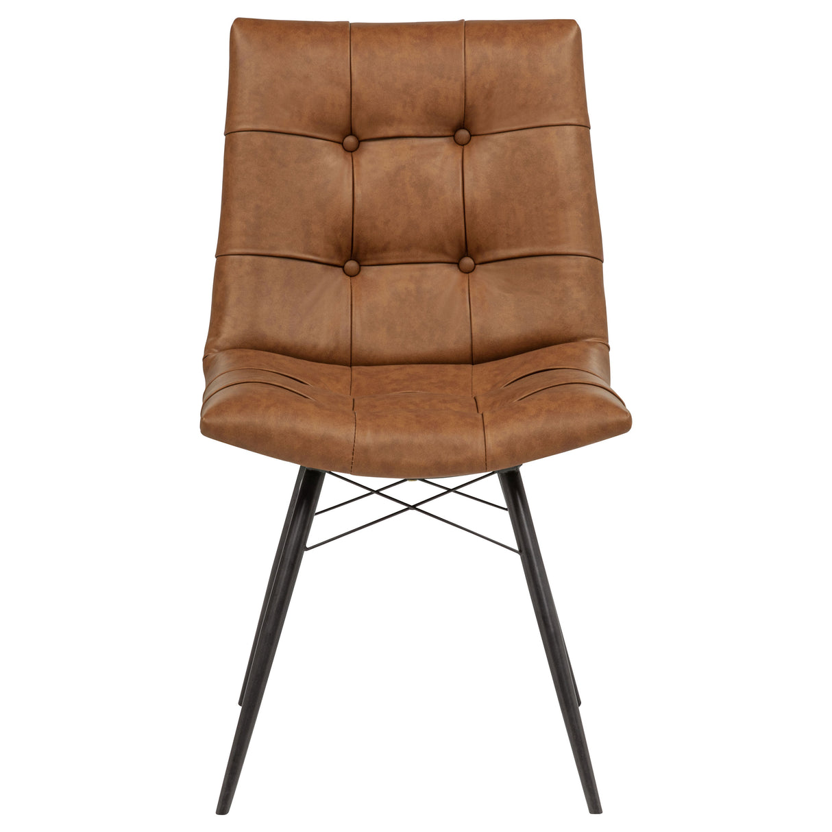 Aiken Faux Leather Dining Side Chair, Saddle Brown - Set of 4