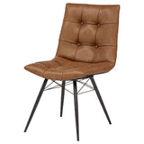 Aiken Faux Leather Dining Side Chair, Saddle Brown - Set of 4