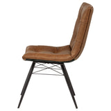 Aiken Faux Leather Dining Side Chair, Saddle Brown - Set of 4