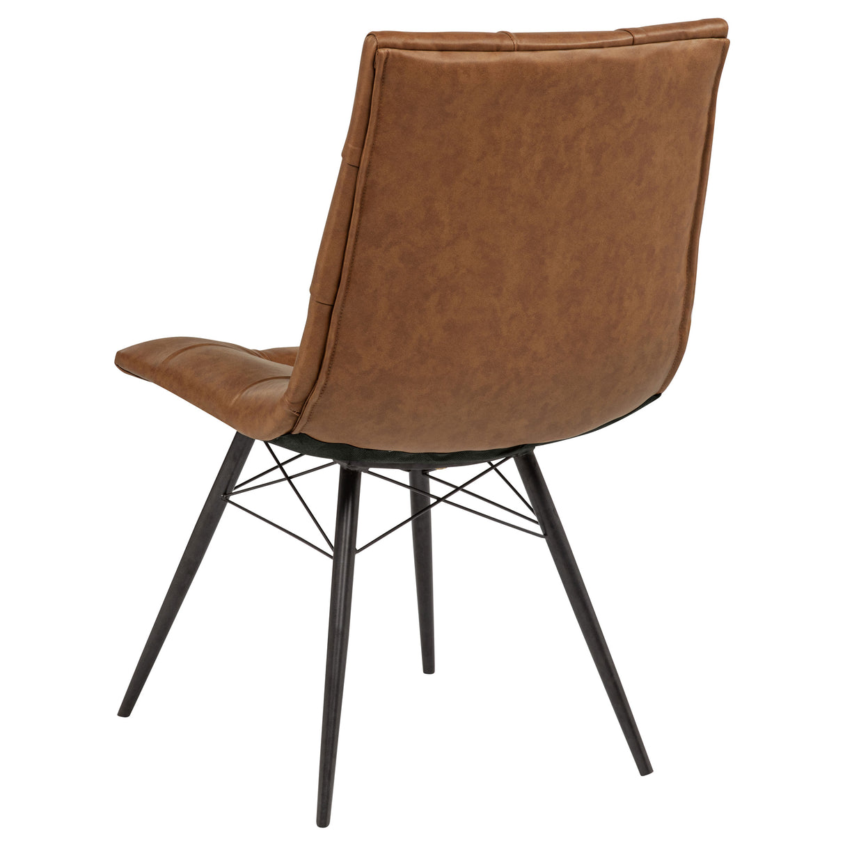 Aiken Faux Leather Dining Side Chair, Saddle Brown - Set of 4