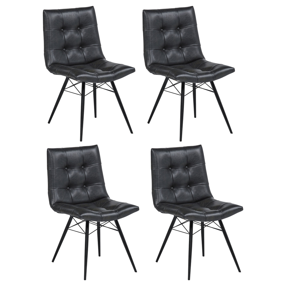 Aiken Faux Leather Dining Side Chair, Charcoal (Set of 4)