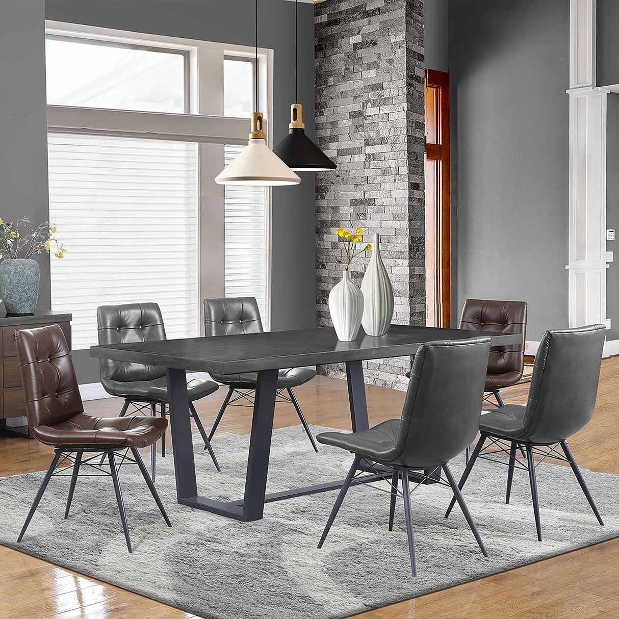 Aiken Faux Leather Dining Side Chair, Charcoal (Set of 4)