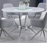 Abby Round 54-Inch Lazy Susan Dining Table White High Gloss