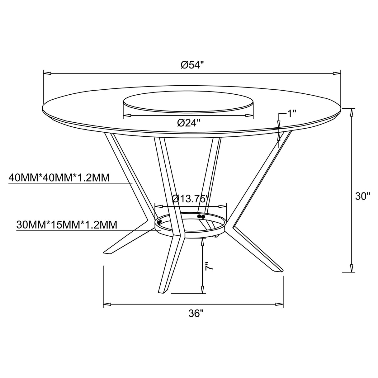 Abby Round 54-Inch Lazy Susan Dining Table White High Gloss