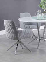 Abby Light Grey Fabric Swivel Dining Arm Chair