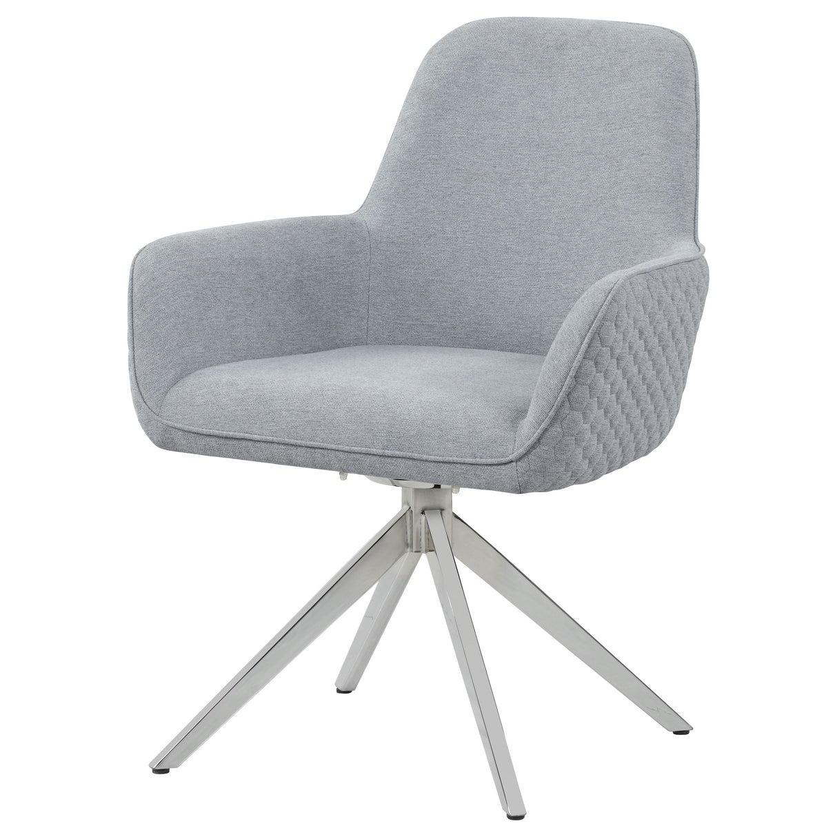 Abby Light Grey Fabric Swivel Dining Arm Chair