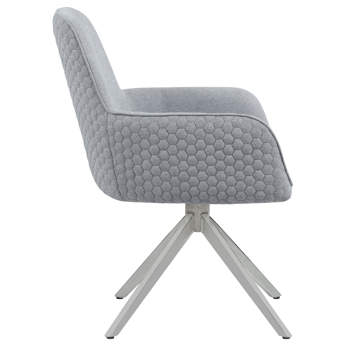 Abby Light Grey Fabric Swivel Dining Arm Chair