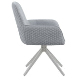 Abby Light Grey Fabric Swivel Dining Arm Chair