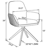 Abby Light Grey Fabric Swivel Dining Arm Chair