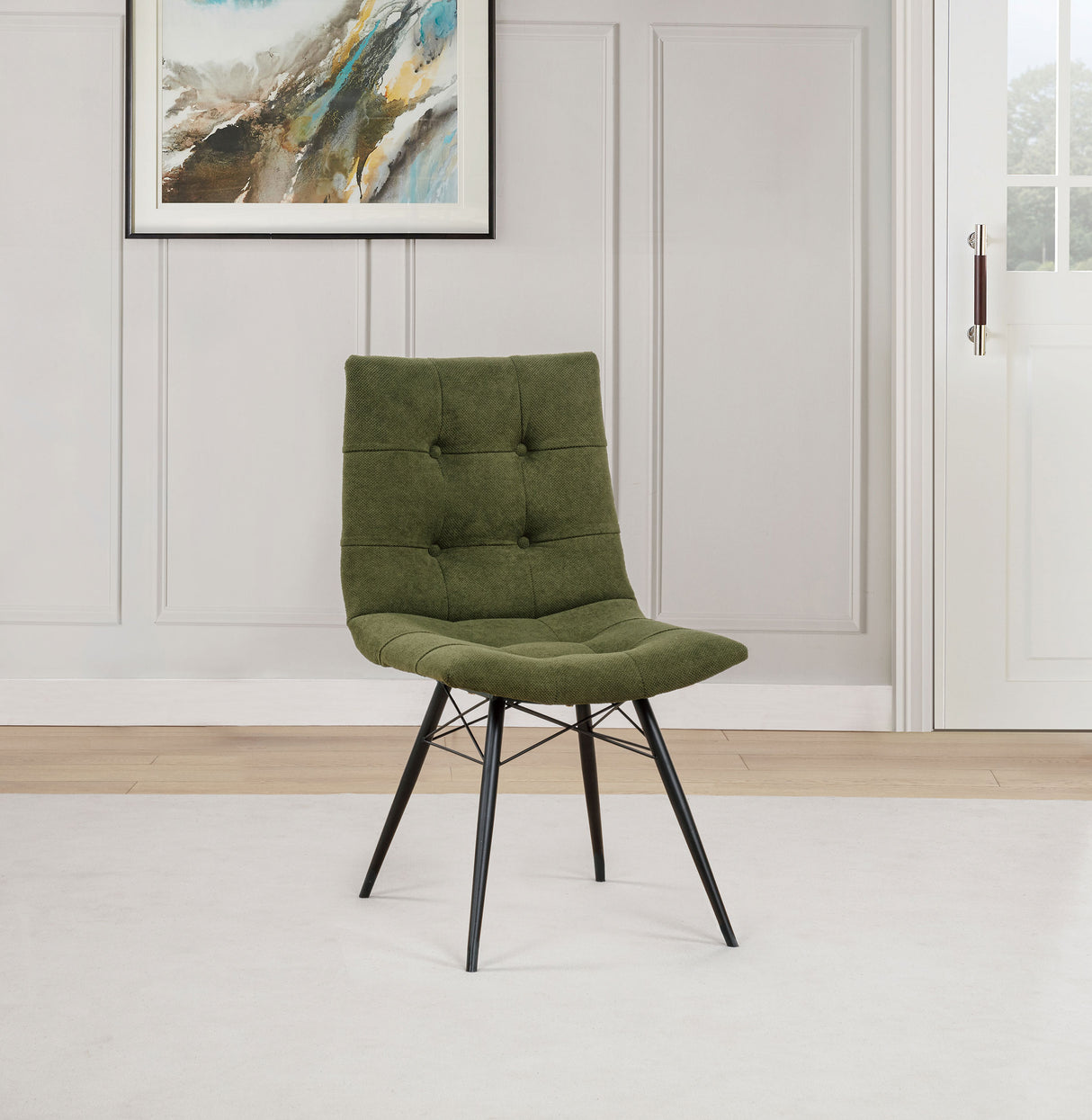 Aiken Fabric Upholstered Dining Side Chair, Forest Green (Set of 4)