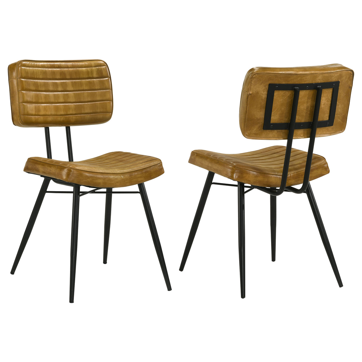 Misty Leather Dining Side Chair Camel, Set of 2