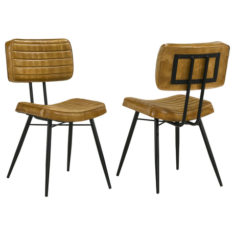 Misty Leather Dining Side Chair Camel, Set of 2